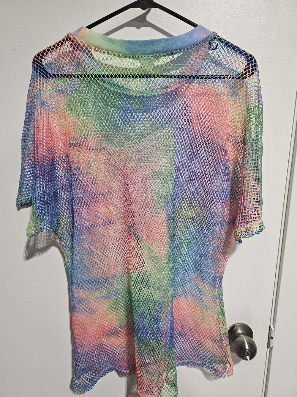 iHeartRaves Pastel Tie-Dye Mesh Cover-Up in Pink Blue Green Purple